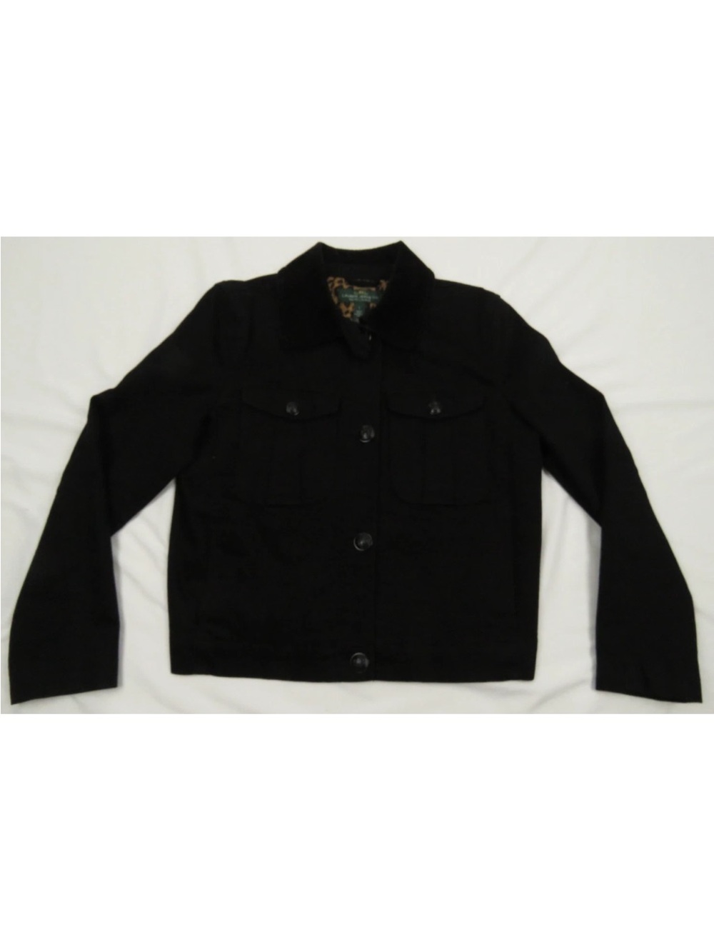 Lauren Ralph Lauren LRL Corduroy Collar Denim Jeans Trucker Full Button Jacket